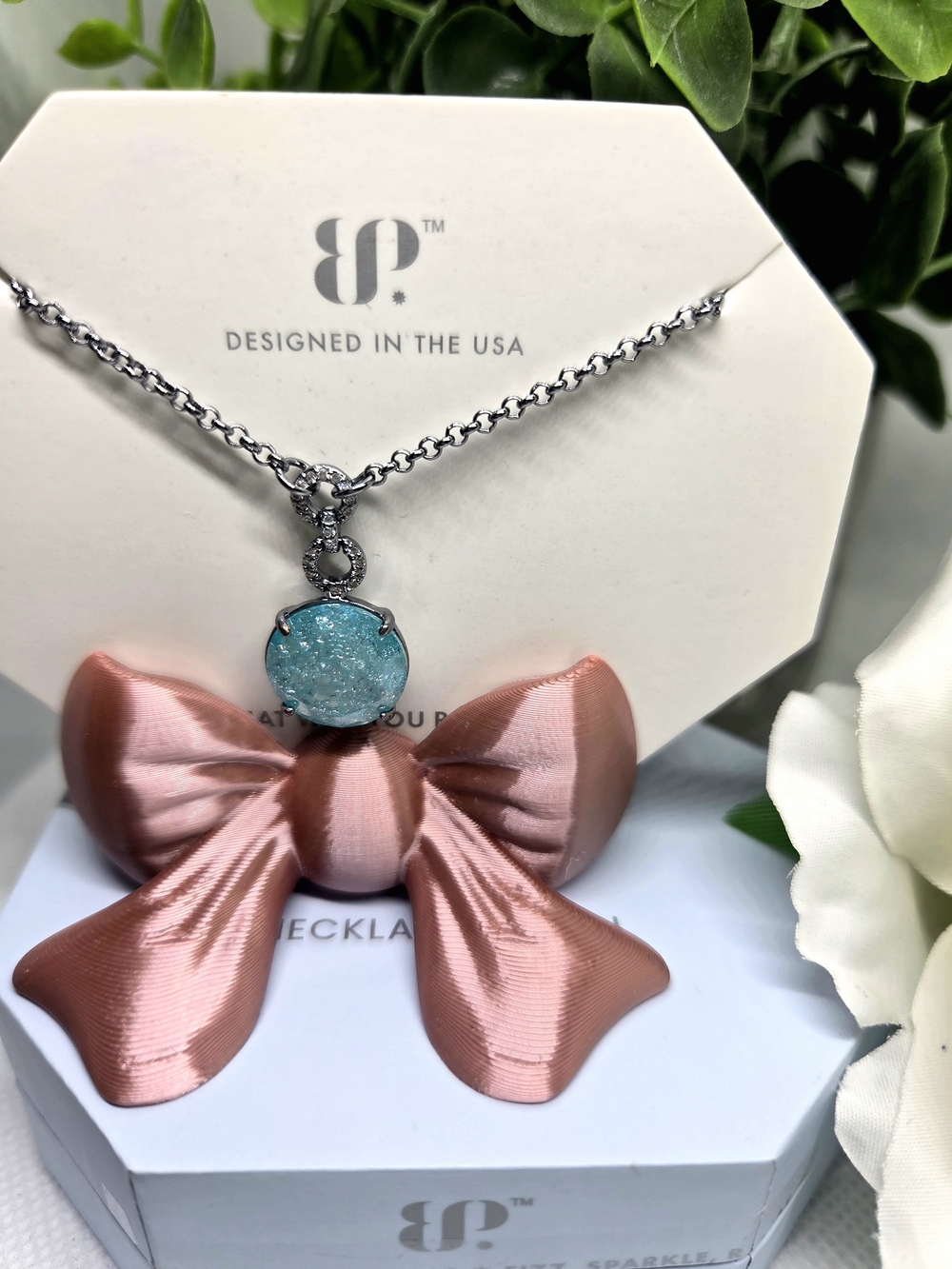BP Necklace with Blue Topaz Ice Crystal Pendant